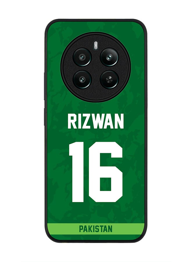 Stylizedd Rugged Black edge case for Realme 12 Plus 5G / Realme 12 4G, Slim fit Case Flexible TPU Gel Thin Cover - Team Pakistan Mohammad Rizwan, Jersey No 16 - Image 1