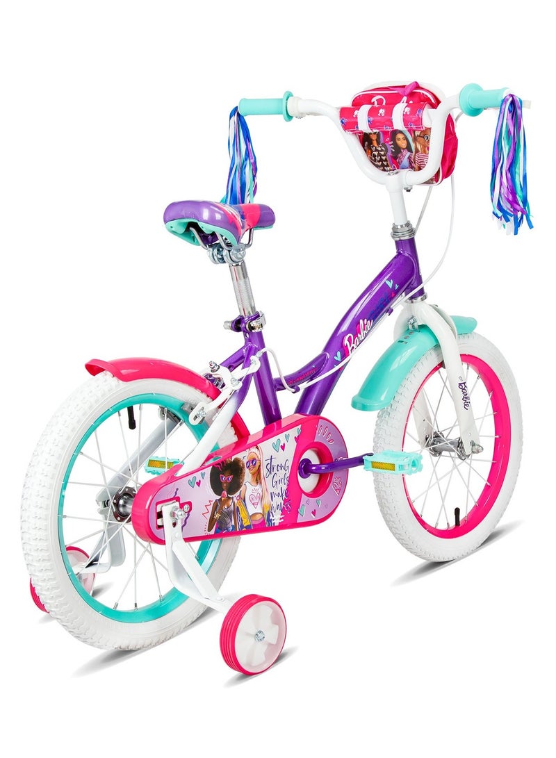 Spartan | 16" Barbie Girl Kids Bicycle Official Barbie Design, Removable Training Wheels, Adjustable Saddle, Front Basket, Rear Mudguard Ideal for Ages 47 Pink (SP-3190) | Pink - Image 3
