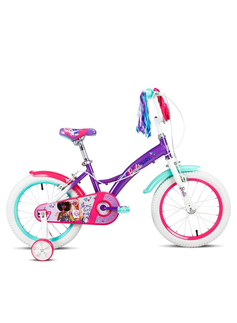 Spartan | 16" Barbie Girl Kids Bicycle Official Barbie Design, Removable Training Wheels, Adjustable Saddle, Front Basket, Rear Mudguard Ideal for Ages 47 Pink (SP-3190) | Pink - Image 2
