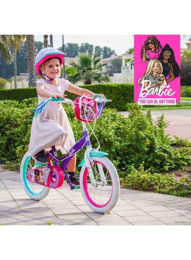 Spartan | 16" Barbie Girl Kids Bicycle Official Barbie Design, Removable Training Wheels, Adjustable Saddle, Front Basket, Rear Mudguard Ideal for Ages 47 Pink (SP-3190) | Pink - Image 4