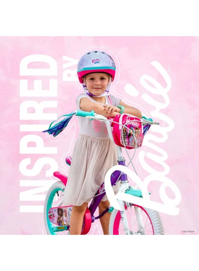 Spartan | 16" Barbie Girl Kids Bicycle Official Barbie Design, Removable Training Wheels, Adjustable Saddle, Front Basket, Rear Mudguard Ideal for Ages 47 Pink (SP-3190) | Pink - Image 5