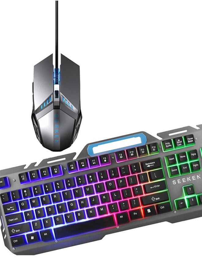 SEEKEN Wired Gaming Backlit Keyboard and Mouse Combo - Grey | Red Light | Premium Design | High-Quality.