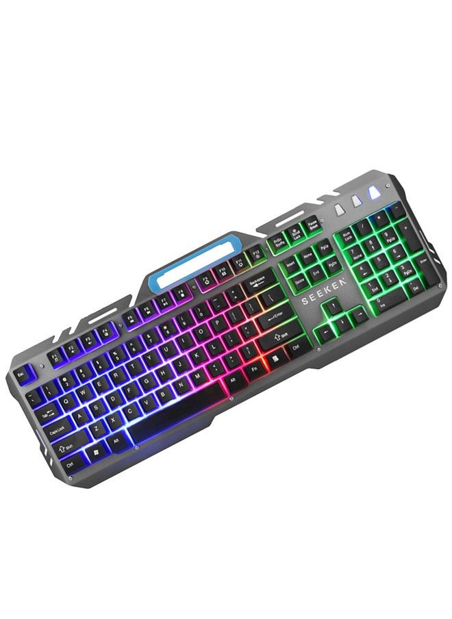 SEEKEN Wired Gaming Backlit Keyboard and Mouse Combo - Grey | Red Light | Premium Design | High-Quality.