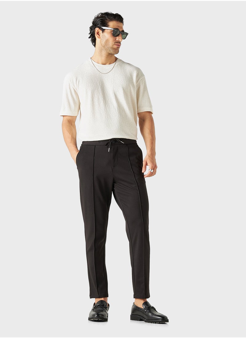 Iconic Iconic Textured Crew Neck T-shirt with Short Sleev  - Image 4