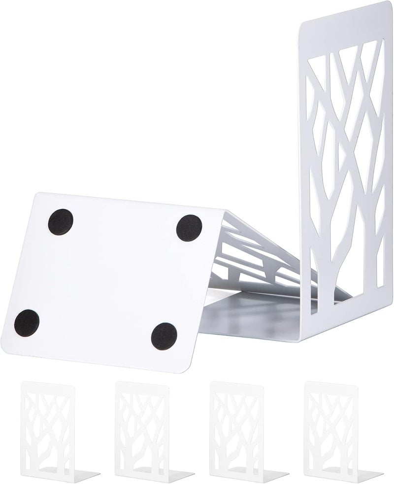 INNÃ”PLUS Book Ends, Bookends, Bookends for Shelves, Bookend, Book Ends for Heavy Books, White Metal Book Shelf Holder Home Decorative, Book Stoppers for Shelves, Bookend Supports 3 Pair - Image 1