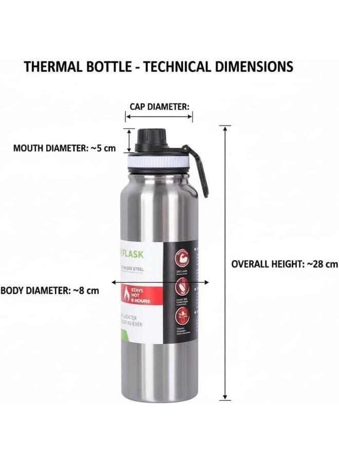 800ml Stainless Steel Vacuum Insulated Water Bottle – Double Wall Thermal Sport Bottle with Tea Filter & Wide Mouth – Leakproof Metal Drinking Bottle Keeps Drinks Cold 24H Hot 15H – Reusable Insulated Flask for Gym, Travel, Hiking, Office & Outdoor - Image 3