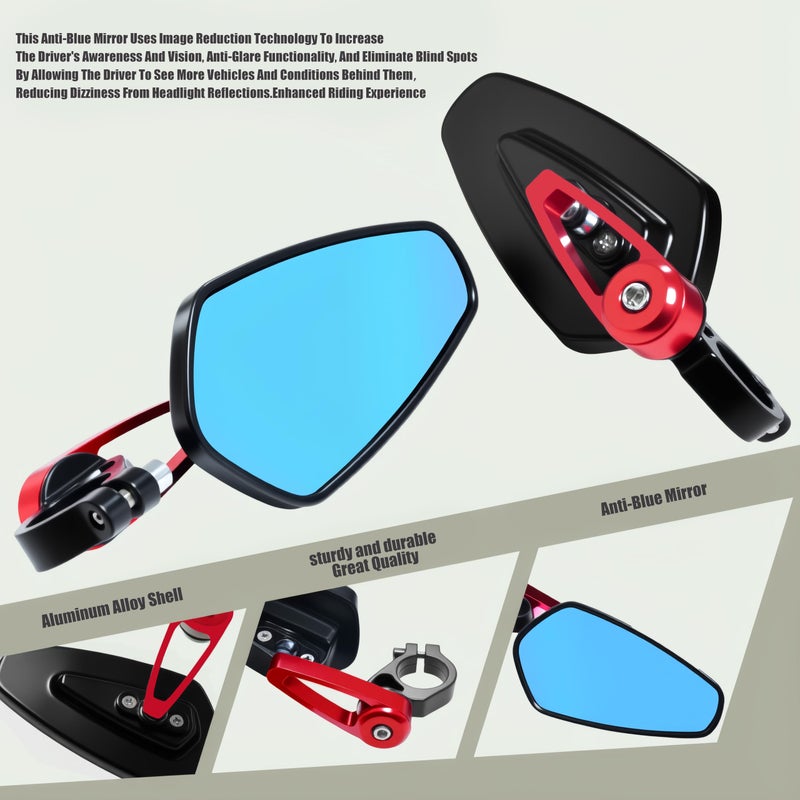 JXPANG 7/8" Motorcycle Mirrors - 22mm Bar End Rear View Mirrors Compatible with Most Yamaha, Kawasaki, Honda Grom, Ducati, Suzuki and More Bike Scooter Street Sport Cruisers - Image 3