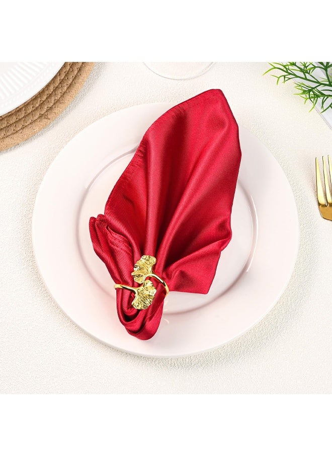 Set of 6 Gold Ginkgo Leaf Napkin Rings, Metal Napkin Rings for Dinner Table, Stylish Decoration for Everyday Use Holiday Party Wedding Special Occasions - Image 2