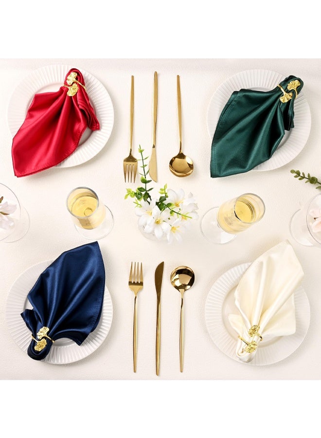 Set of 6 Gold Ginkgo Leaf Napkin Rings, Metal Napkin Rings for Dinner Table, Stylish Decoration for Everyday Use Holiday Party Wedding Special Occasions - Image 4