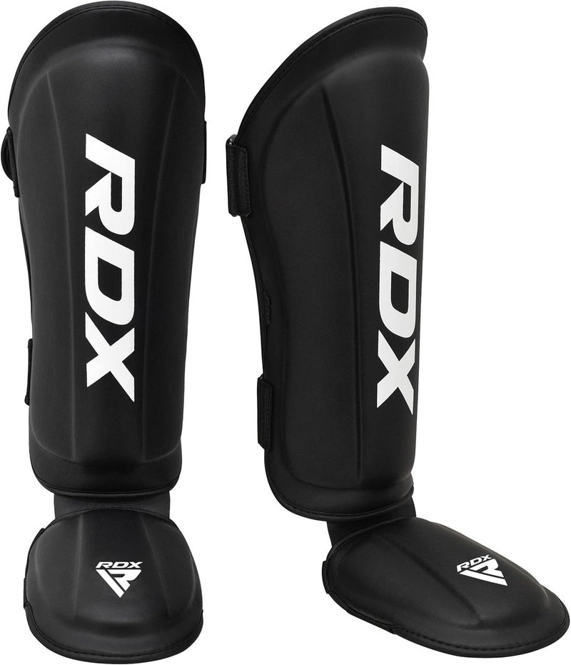 RDX Shin Guards for Kickboxing and Muay Thai - Premium Maya Hide Leather Protection Pads -XL |Black/Black (SGR-T1R-XL) - Image 1