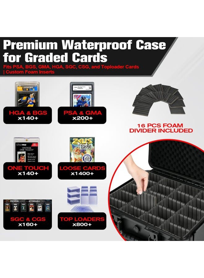 HOSOCASE صندوق تخزين بطاقات مصنفة: تخزين بطاقات التداول لـ PSA BGS SGC Toploaders مع 12 فاصل، صناديق بطاقات رياضية لكرة القاعدة وكرة القدم MTG حاملة لوحات هدايا لجمعها وتنظيمها وعرضها (800+)  - Image 2