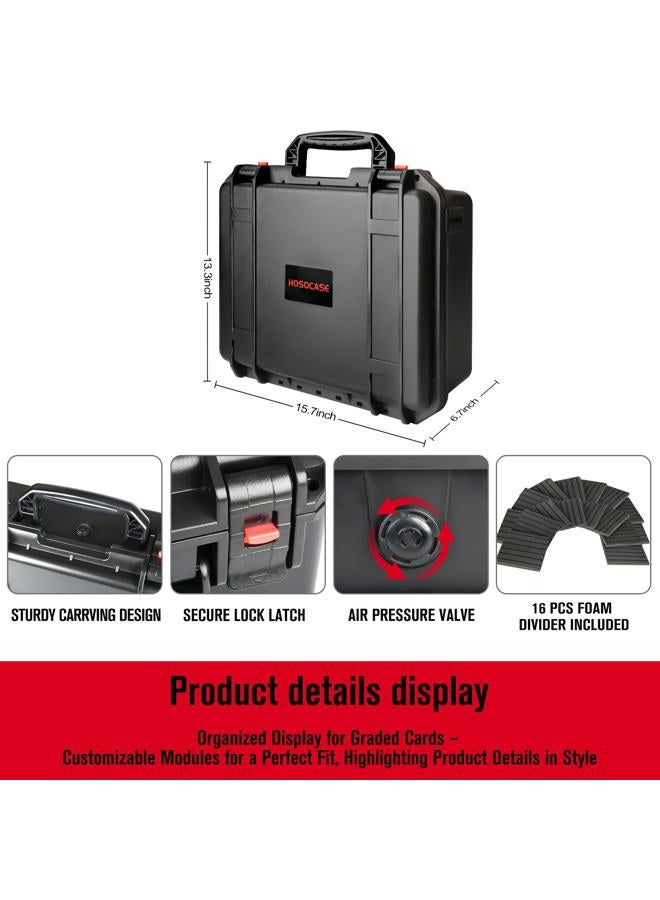 HOSOCASE صندوق تخزين بطاقات مصنفة: تخزين بطاقات التداول لـ PSA BGS SGC Toploaders مع 12 فاصل، صناديق بطاقات رياضية لكرة القاعدة وكرة القدم MTG حاملة لوحات هدايا لجمعها وتنظيمها وعرضها (800+)  - Image 3