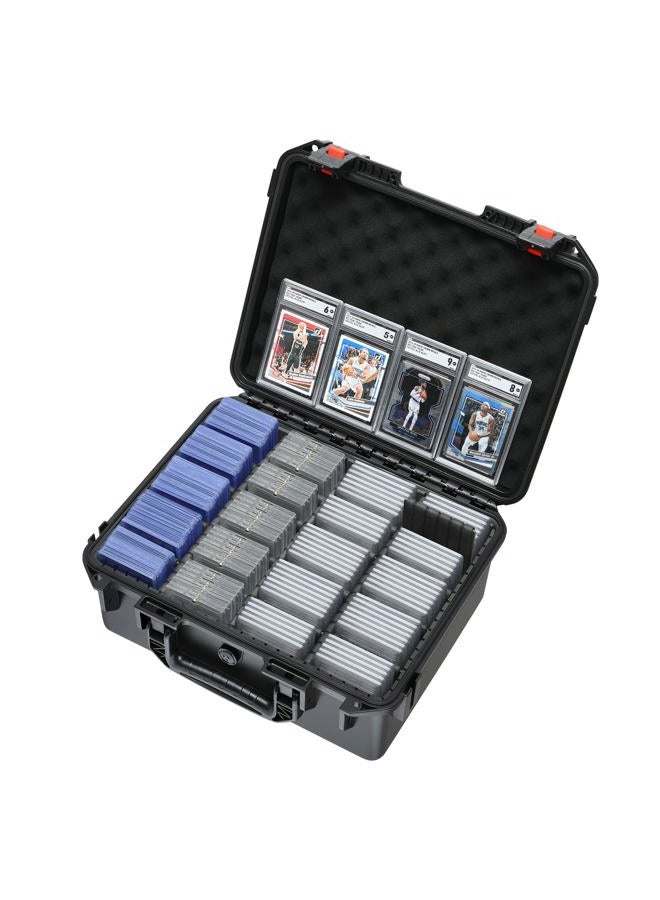 HOSOCASE صندوق تخزين بطاقات مصنفة: تخزين بطاقات التداول لـ PSA BGS SGC Toploaders مع 12 فاصل، صناديق بطاقات رياضية لكرة القاعدة وكرة القدم MTG حاملة لوحات هدايا لجمعها وتنظيمها وعرضها (800+)  - Image 1