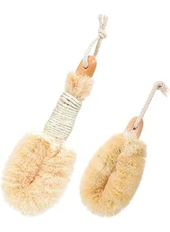 Alipis Natural Sisal Fiber Exfoliating Bath Brush Set 2Pcs Large Small Body Scrubber For Women - Image 1