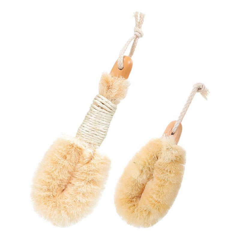 Alipis Natural Sisal Fiber Exfoliating Bath Brush Set 2Pcs Large Small Body Scrubber For Women - Image 2