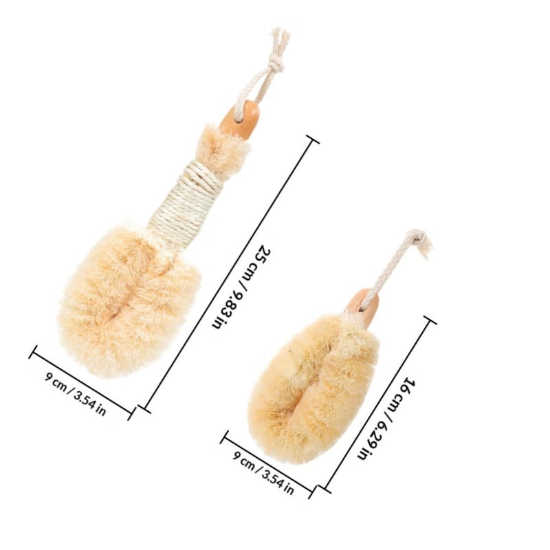 Alipis Natural Sisal Fiber Exfoliating Bath Brush Set 2Pcs Large Small Body Scrubber For Women - Image 3