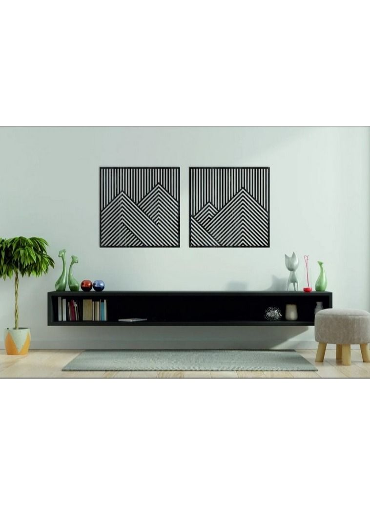 Home Gallery Mountain Wood Wall Art Modern - Set of 2 Panel Each 60x60 - Image 1
