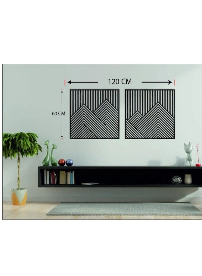 Home Gallery Mountain Wood Wall Art Modern - Set of 2 Panel Each 60x60 - Image 2