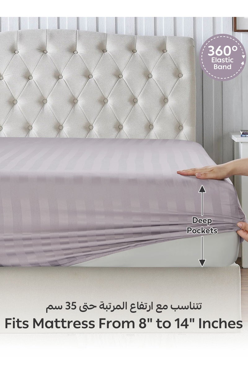 دوناتيلا طقم شرشف سرير مقلم 3 قطع مقاس مزدوج 200×200+ 35 سم, مايكروفايبر مقاوم للحساسية شرشف باطراف مطاط و2 غطاء وسادة - Image 5