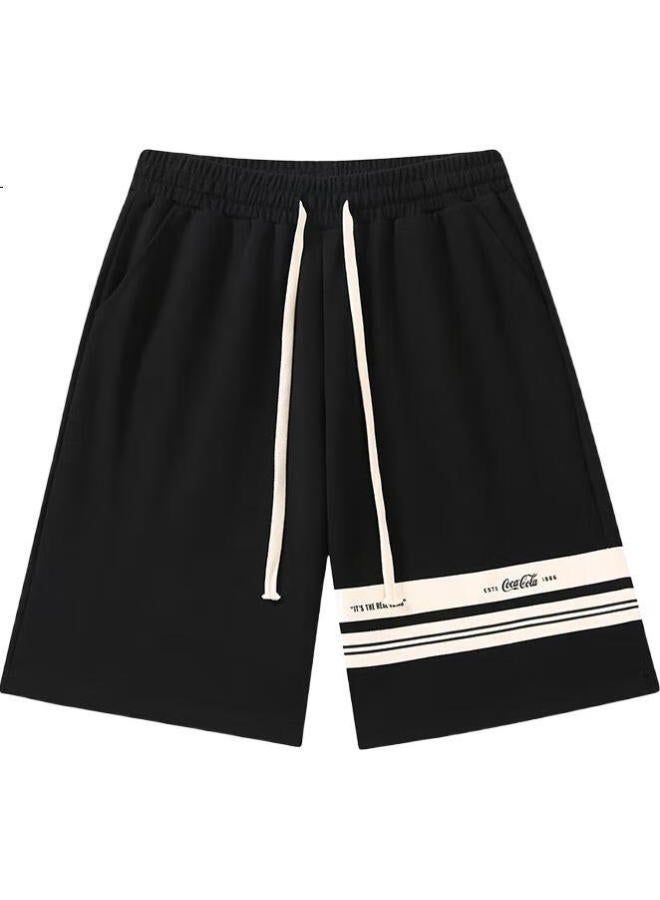 Coca-Cola Casual Shorts For Men And Women, Summer Versatile American Trendy Ice Silk Five-Point Pants, Black, Size S - Image 3