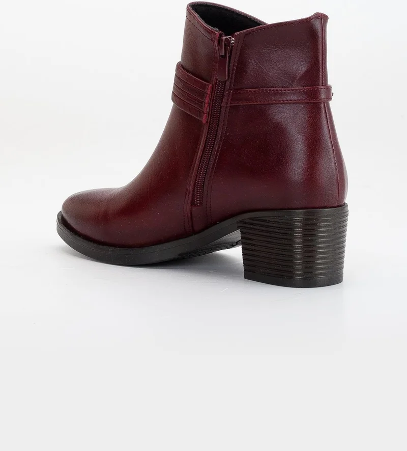 Dilimler Ayakkabı Slices Shoes Women's Heeled Boots Daily Burgundy Piping Thick Heels
