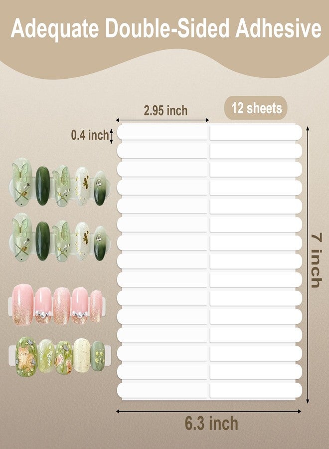 Qenk 12 Sheets Double Sided Tape for Nails, Nail Tape for Press on Nails, Double Sided Nail Tape for Nail Tips Art Display Salon Supplies (Style-2) - Image 2