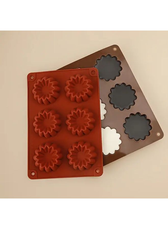 Dark Red Silicone Flower Shaped Chocolate Mold 6 Cavities For Cakes Puddings Jellies Ice Cubes Birthdays Holidays - Image 4
