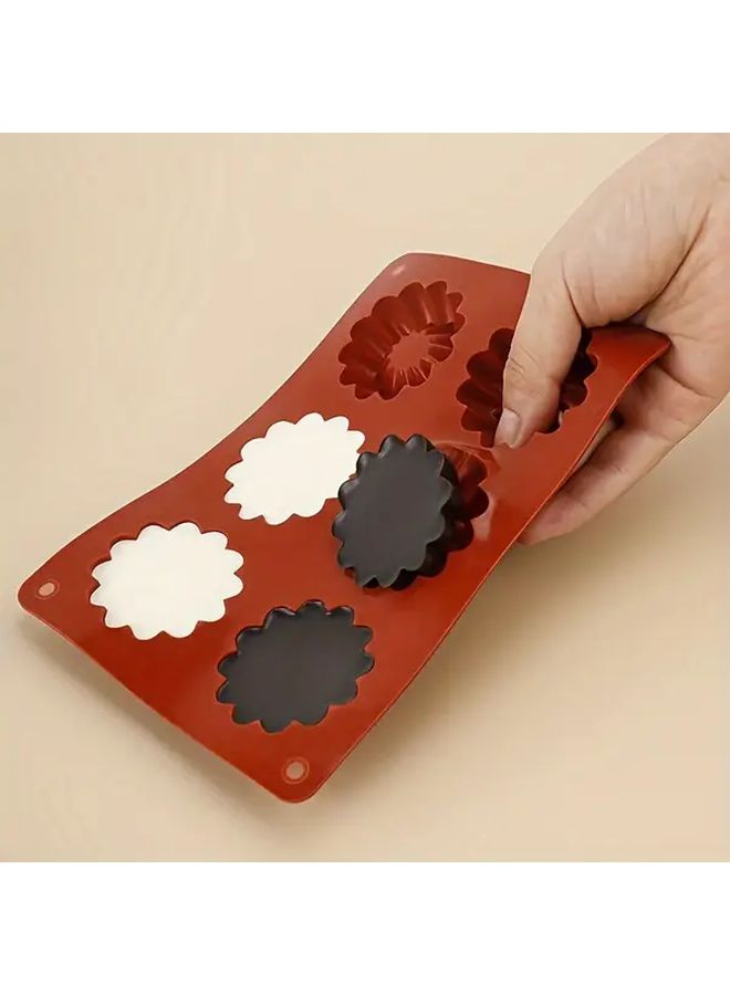 Dark Red Silicone Flower Shaped Chocolate Mold 6 Cavities For Cakes Puddings Jellies Ice Cubes Birthdays Holidays - Image 5