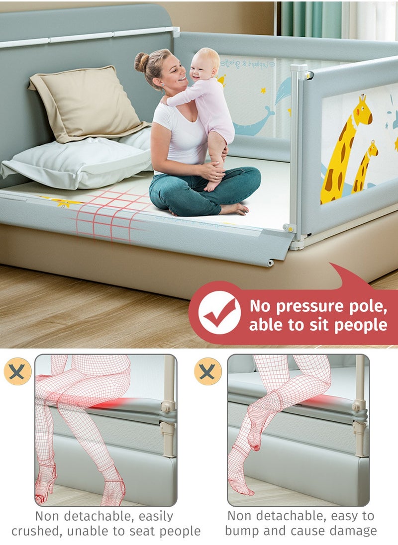 Moovant - Baby Side Bed Rail for Toddlers, Collapsible Adjustable Swing Down Bed Rails Guard with 30-Step Lifting, Extra Long Single-Sided Safety Baby Bedrail for Different Models of Mattresses, 180cm - Image 1