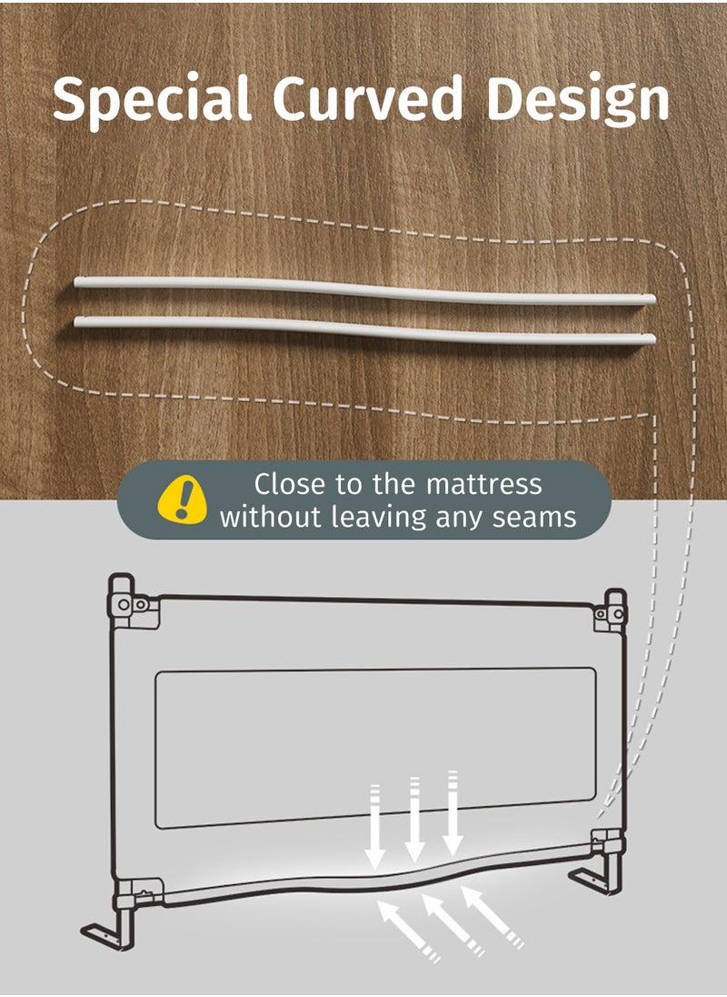 Moovant - Baby Side Bed Rail for Toddlers, Collapsible Adjustable Swing Down Bed Rails Guard with 30-Step Lifting, Extra Long Single-Sided Safety Baby Bedrail for Different Models of Mattresses, 180cm - Image 1