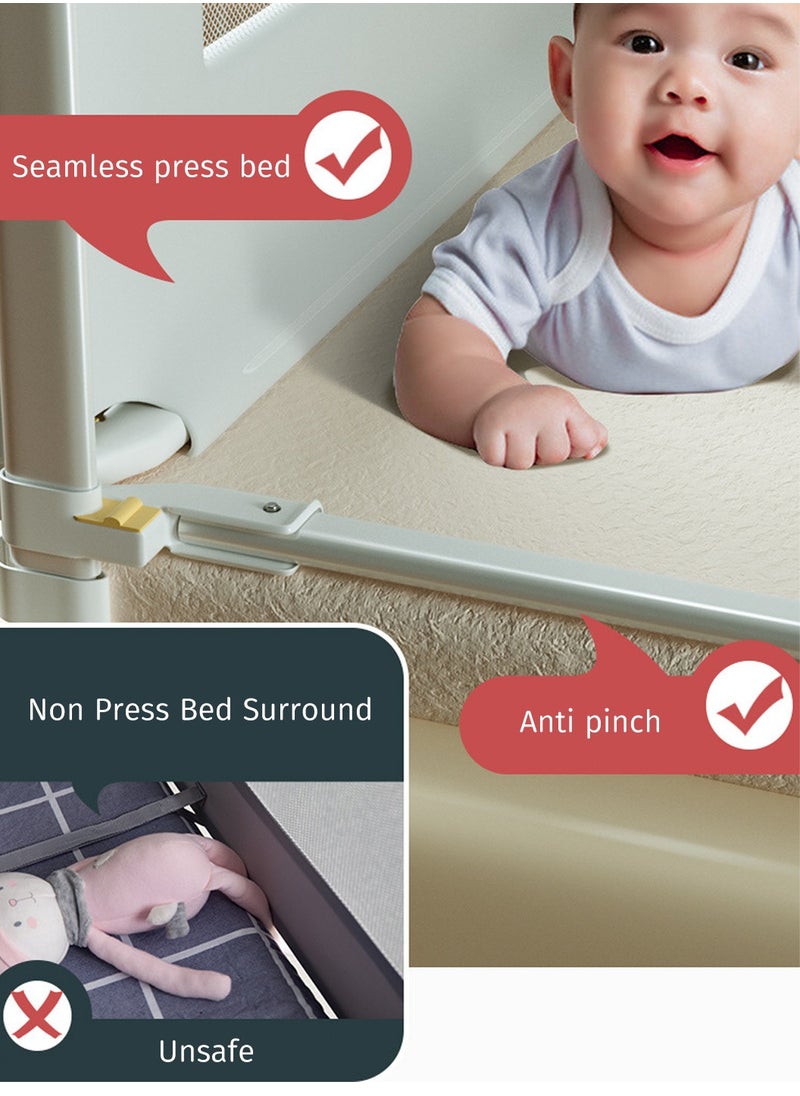 Moovant - Baby Side Bed Rail for Toddlers, Collapsible Adjustable Swing Down Bed Rails Guard with 30-Step Lifting, Extra Long Single-Sided Safety Baby Bedrail for Different Models of Mattresses, 180cm - Image 1