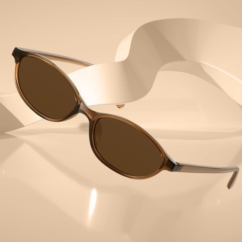 KUGUAOK Retro Oval Sunglasses for Women 90s Design Small Cat Eye Sun Glasses UV Protection Y2k Trendy Narrow Shades - Image 3
