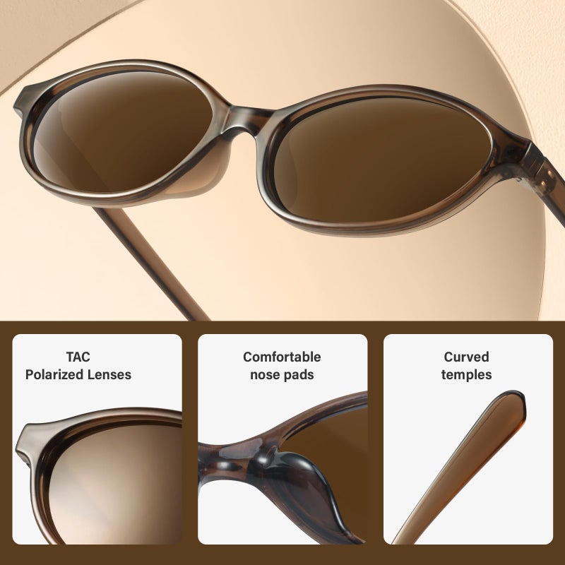 KUGUAOK Retro Oval Sunglasses for Women 90s Design Small Cat Eye Sun Glasses UV Protection Y2k Trendy Narrow Shades - Image 5