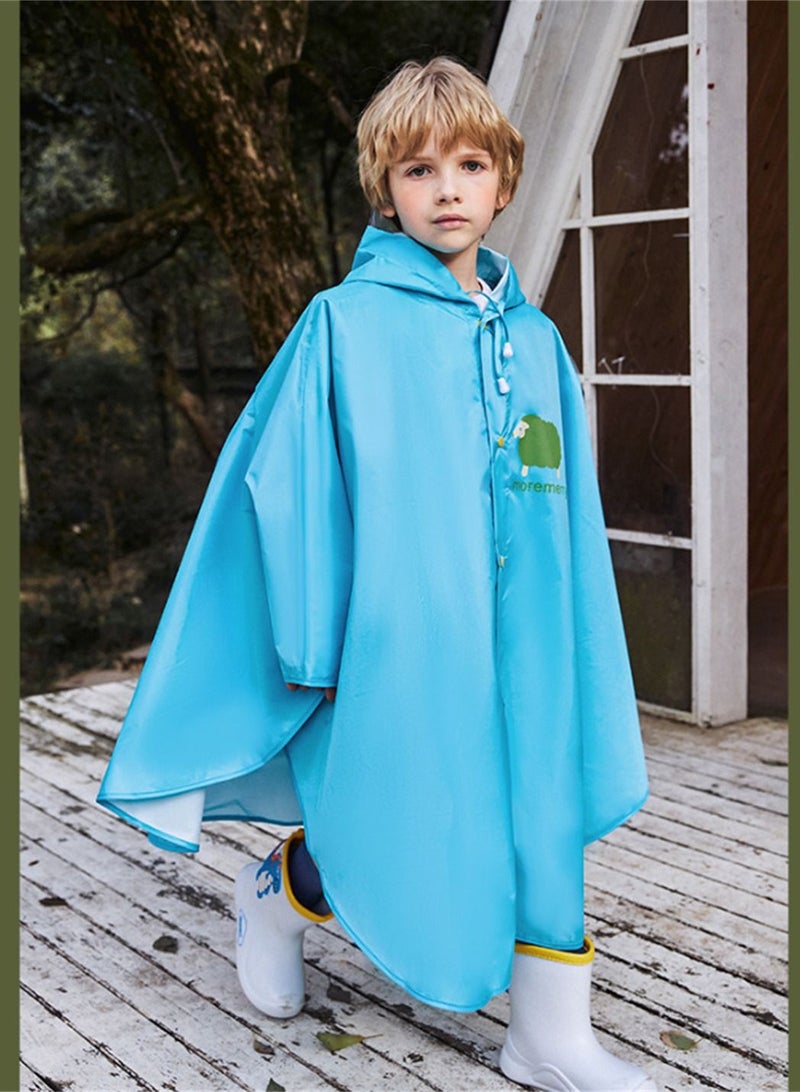Loquat Boys And Girls With Backpacks Riding Ponchos Hiking Waterproof Cloaks Raincoats Blue 
