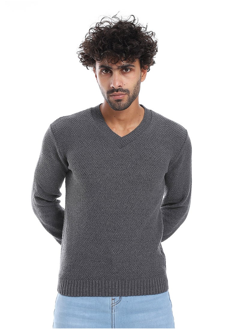 Caesar Wool Mens Pullover With V Neck  - Image 1