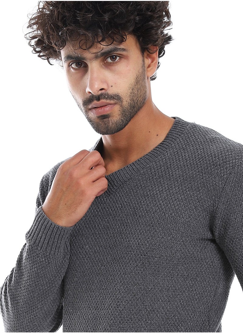 Caesar Wool Mens Pullover With V Neck  - Image 4