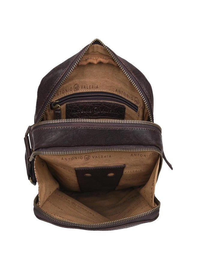 ANTONIO VALERIA Alex Washed Brown Premium Leather Crossbody Bag - Image 4