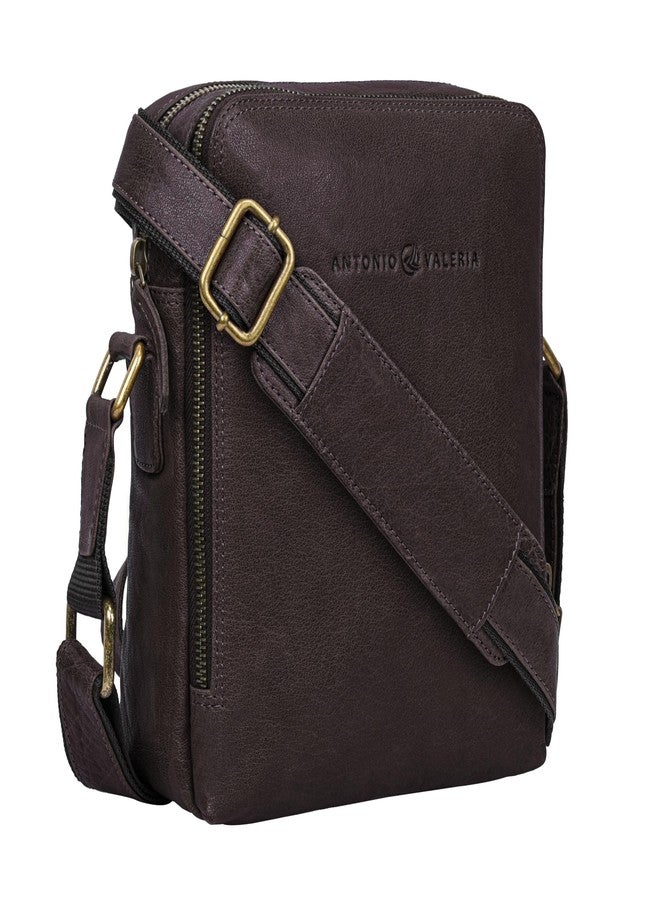 ANTONIO VALERIA Alex Washed Brown Premium Leather Crossbody Bag - Image 1