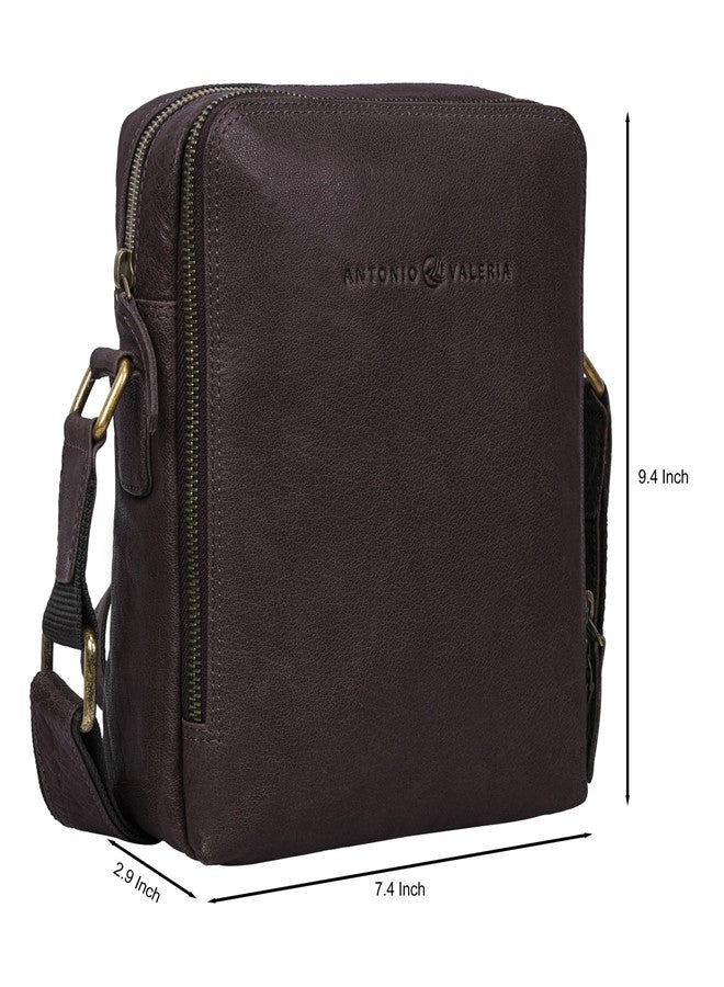 ANTONIO VALERIA Alex Washed Brown Premium Leather Crossbody Bag - Image 3