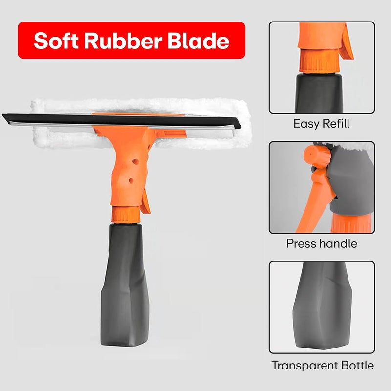 PRIME PICK Spray Window Cleaner – Self-Wringing, Stainless Steel Handle with Mop Pad for Dust & Wet Cleaning - Image 2