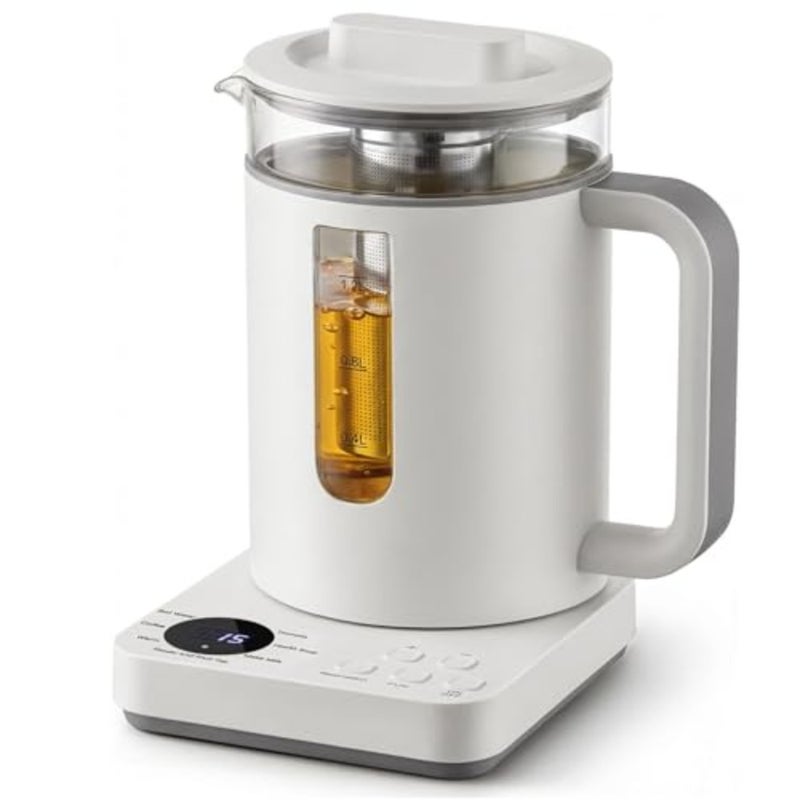 Electric tea maker for home office use, borosilicate glass body, transparent color, precise 45-100 temperature control with digital display and 24h keep warm function - Image 1