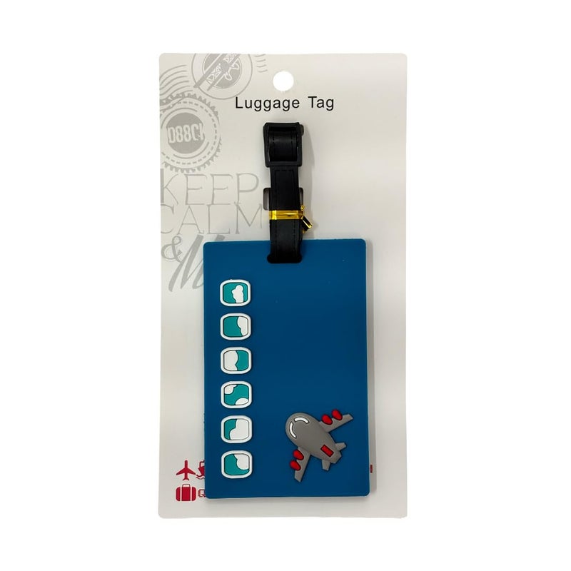 Eitheo بطاقات أمتعة للأطفال بطاقات أمتعة مع اسم وعنوان | بطاقات أمتعة سيليكون للحقائب، بطاقات لتحديد الحقائب/حقائب المدرسة ملصق ملون متعدد (أزرق طائرة) - Image 4
