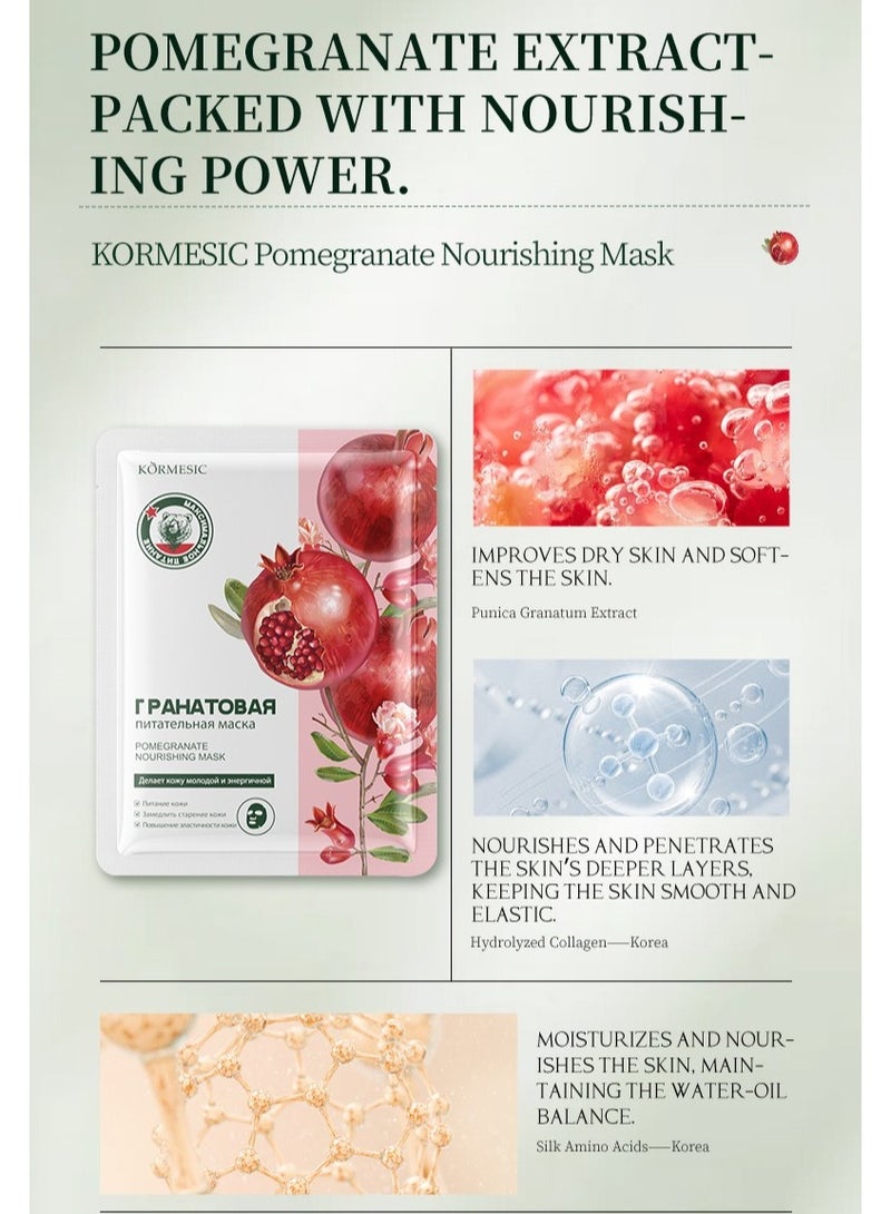 Kormesic Pomegranate Facial Mask 25ml-5 packs  - Antioxidant & Revitalizing - Image 3