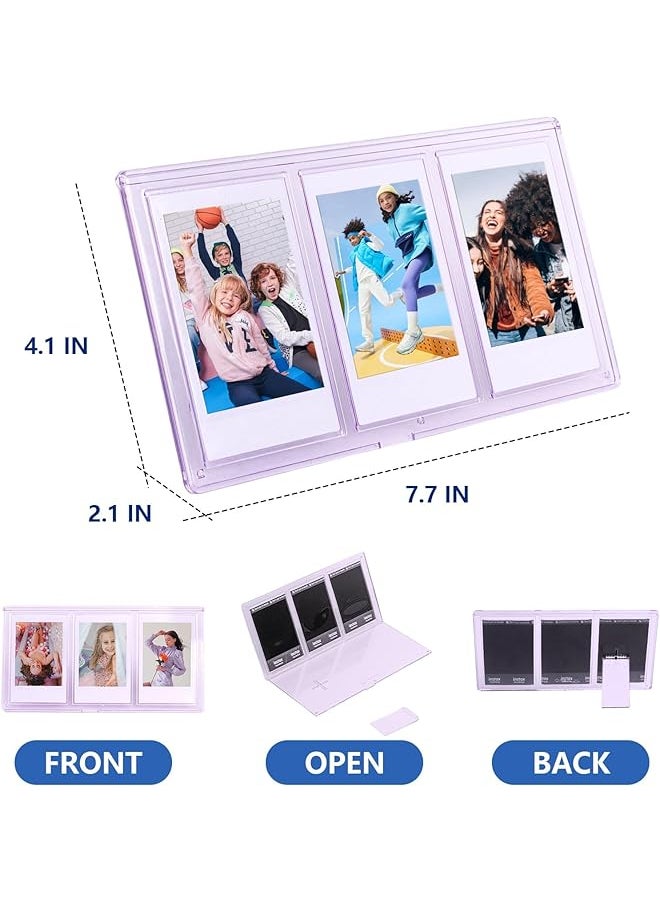 2X3 Mini Collage Picture Frame For Polaroid 3 In 1 Colorful Frame For Instax Mini 3 Inch Photos Clear Mini Picture Frames For Desktop Tabletop Display Decoration 4 Pack