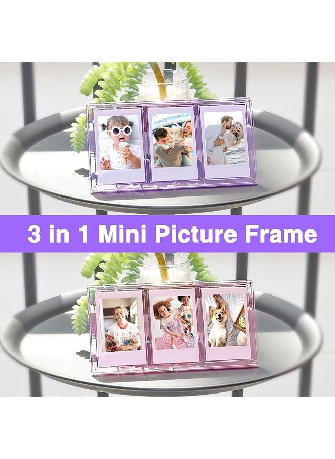 2X3 Mini Collage Picture Frame For Polaroid 3 In 1 Colorful Frame For Instax Mini 3 Inch Photos Clear Mini Picture Frames For Desktop Tabletop Display Decoration 4 Pack