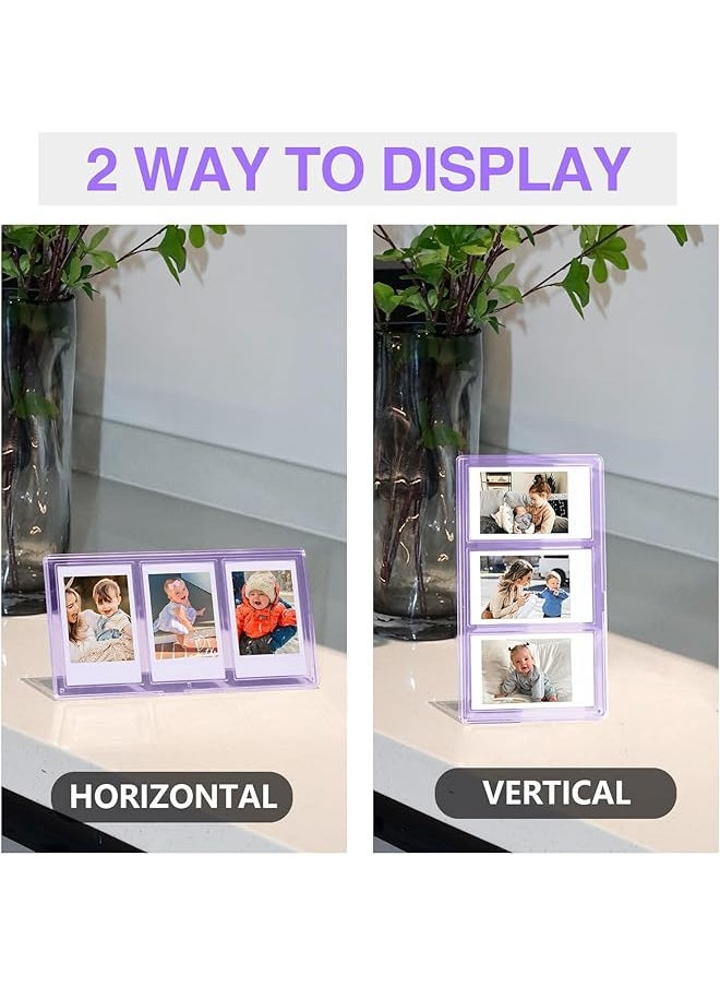 2X3 Mini Collage Picture Frame For Polaroid 3 In 1 Colorful Frame For Instax Mini 3 Inch Photos Clear Mini Picture Frames For Desktop Tabletop Display Decoration 4 Pack