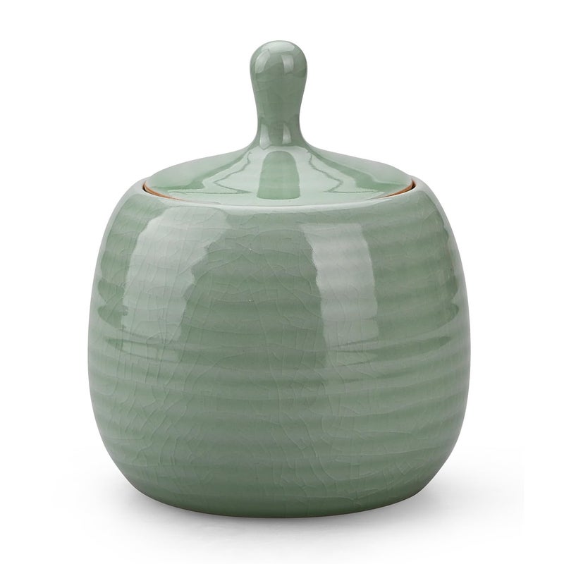 Amoysanli Kitchen Canisters Vintage Ceramic Food Storage Jar with Airtight Lid for Tea, Coffee, Herb, Sugar, Spice, Nuts (Green(ICE)) - Image 2