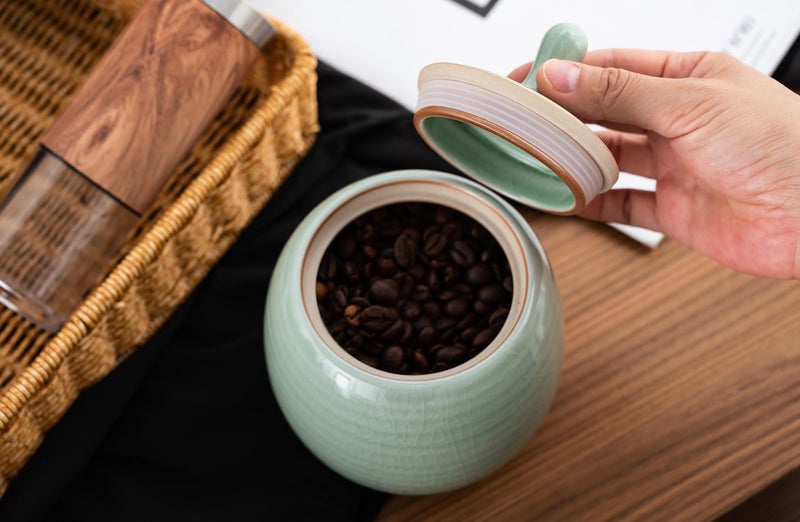 Amoysanli Kitchen Canisters Vintage Ceramic Food Storage Jar with Airtight Lid for Tea, Coffee, Herb, Sugar, Spice, Nuts (Green(ICE)) - Image 4