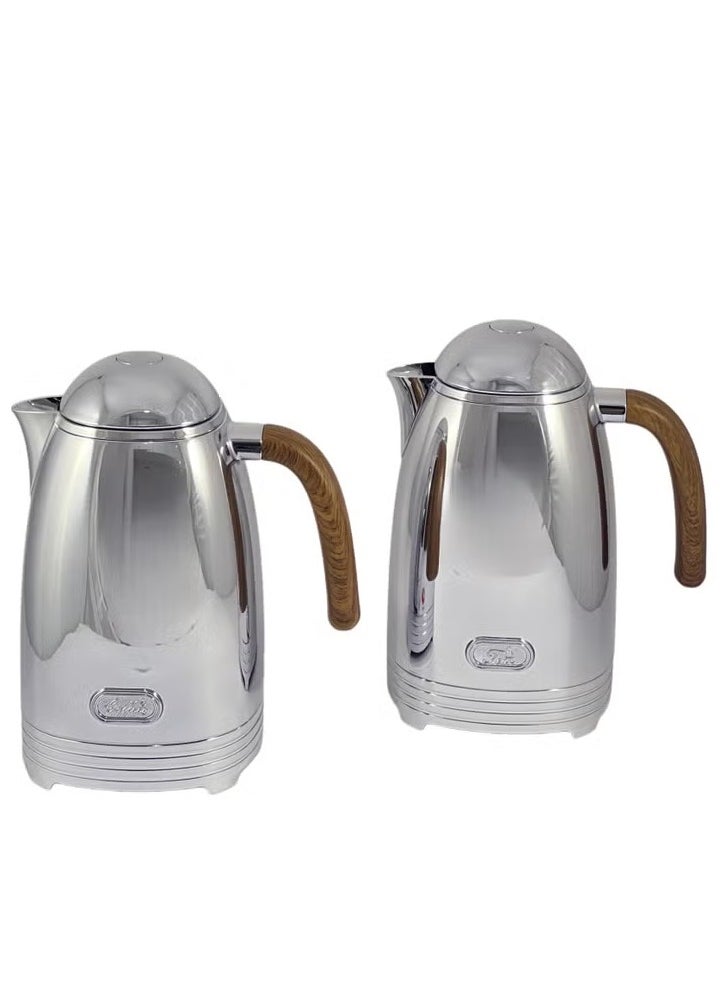 Homemaker Premium 2-Piece Silver Stainless Steel Flask Set – 1L Insulated Thermos Duo for Hot & Cold Drinks | Sleek, Leak-Proof & Durable | Made in Turkey  - Image 1