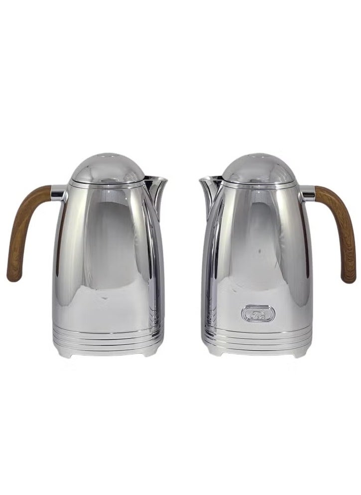 Homemaker Premium 2-Piece Silver Stainless Steel Flask Set – 1L Insulated Thermos Duo for Hot & Cold Drinks | Sleek, Leak-Proof & Durable | Made in Turkey  - Image 2